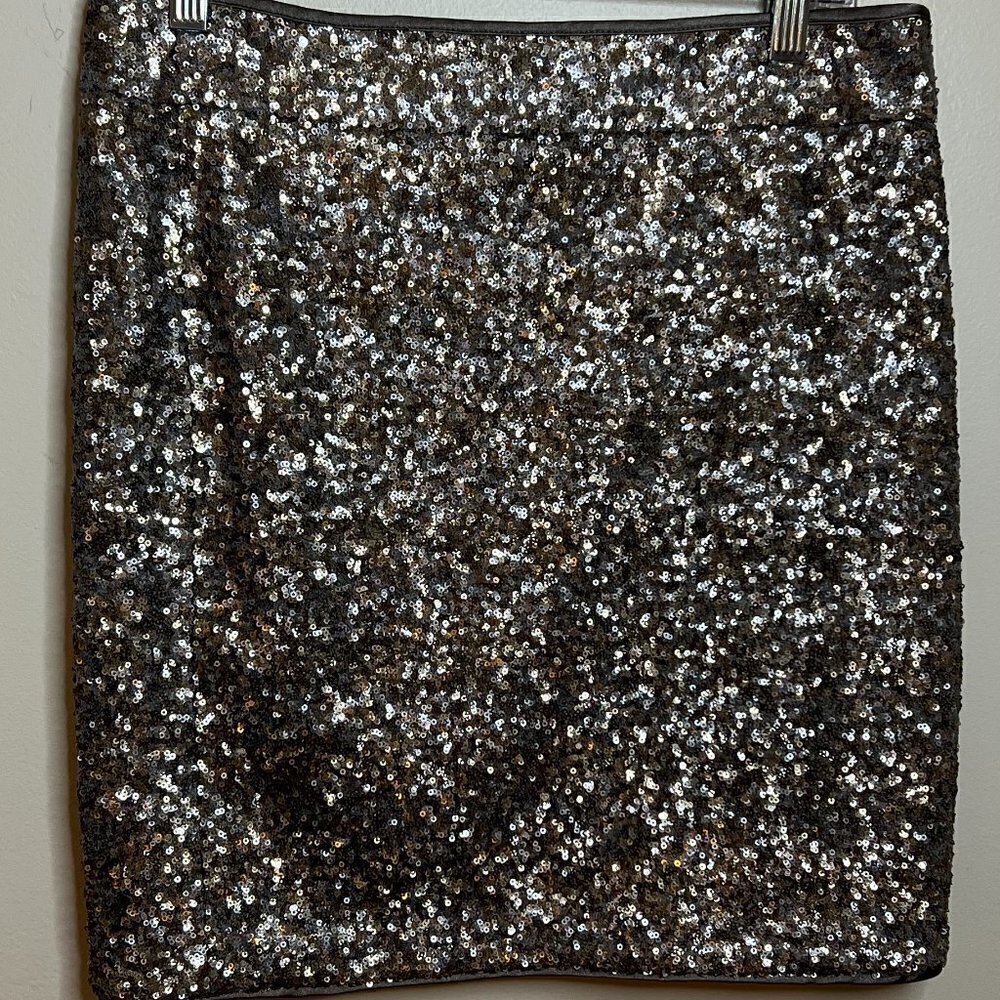 Cache Sequin Mini Skirt in Silver Size 8